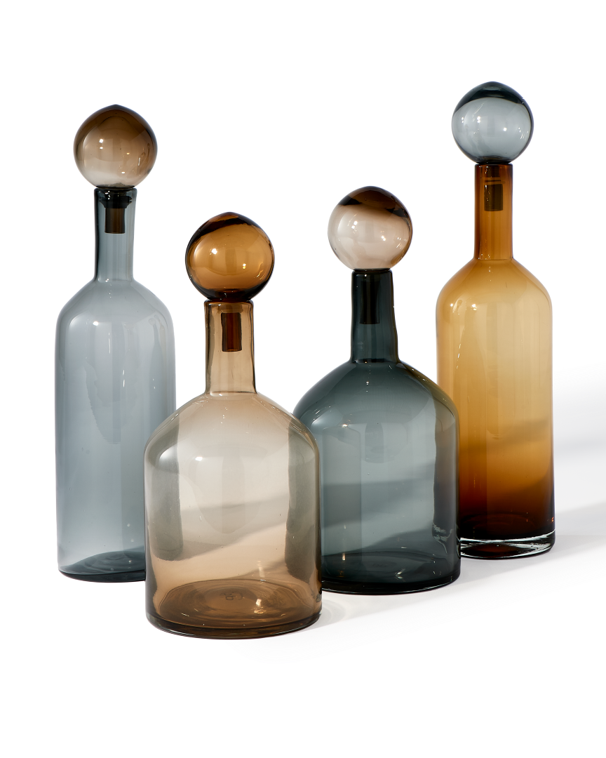 Ensemble décoratif en verre soufflé, Bubbles & Bottles Chic Mix