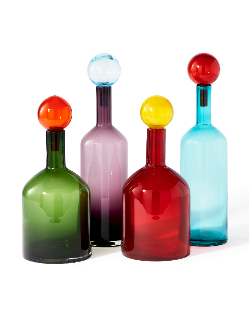 Ensemble décoratif en verre soufflé, Bubbles & Bottles Multi Mix