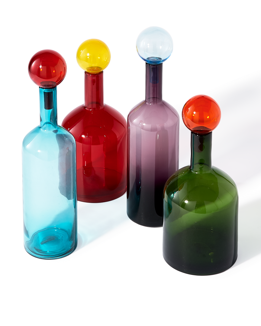 Ensemble décoratif en verre soufflé, Bubbles & Bottles Multi Mix