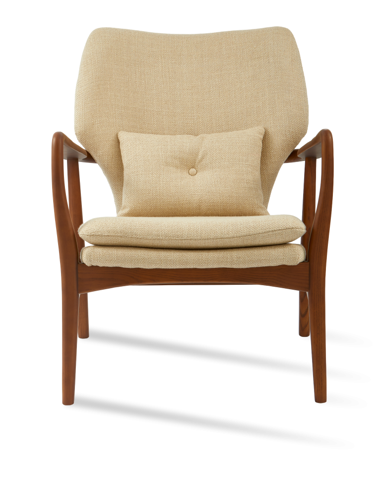 Fauteuil en frêne et tissu beige, Peggy Smooth