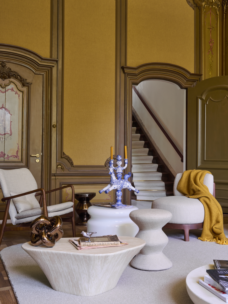 Fauteuil en frêne et tissu beige, Peggy Smooth