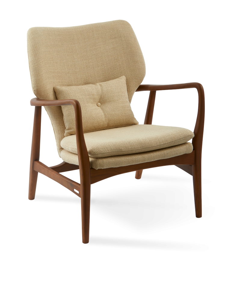 Fauteuil en frêne et tissu beige, Peggy Smooth