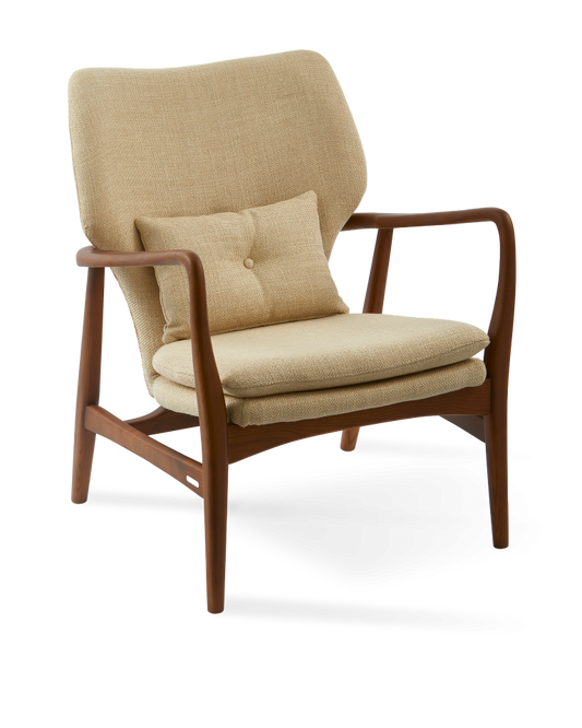 Fauteuil en frêne et tissu beige, Peggy Smooth
