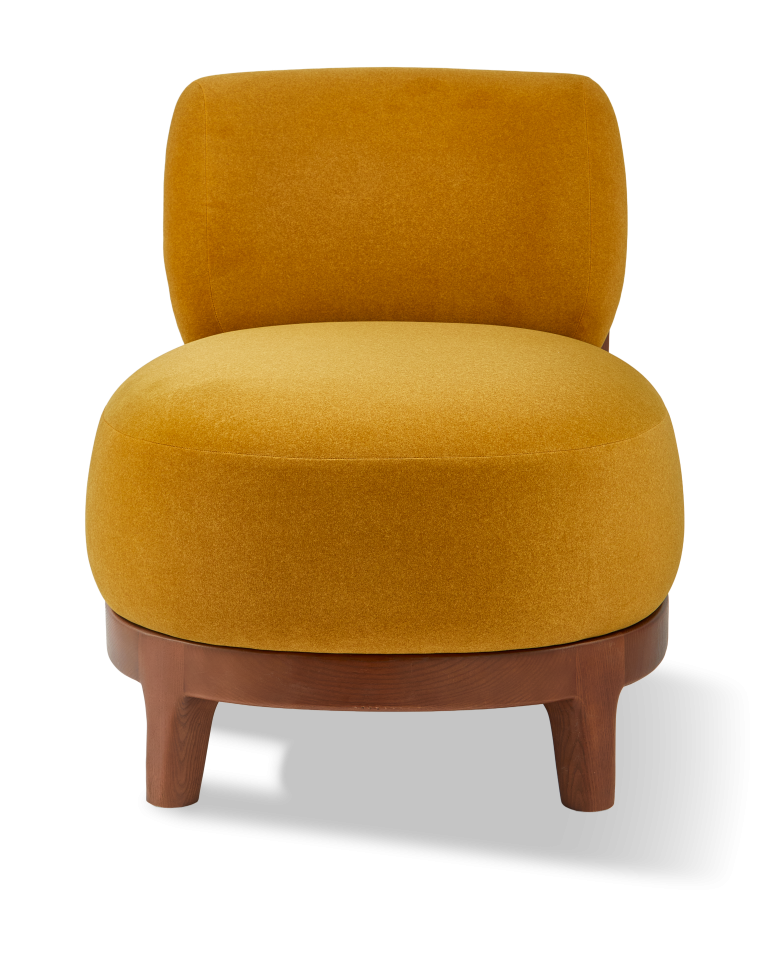 Fauteuil en frêne et tissu jaune, Fizz Soft