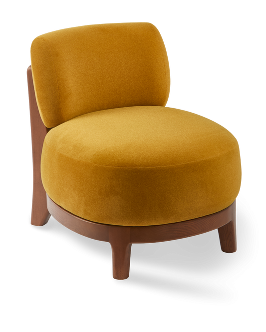 Fauteuil en frêne et tissu jaune, Fizz Soft