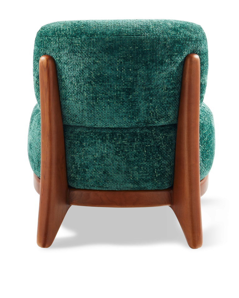 Fauteuil en frêne et tissu vert foncé, Fizz Greenish