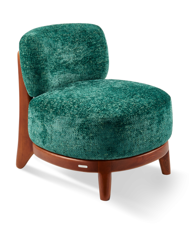 Fauteuil en frêne et tissu vert foncé, Fizz Greenish