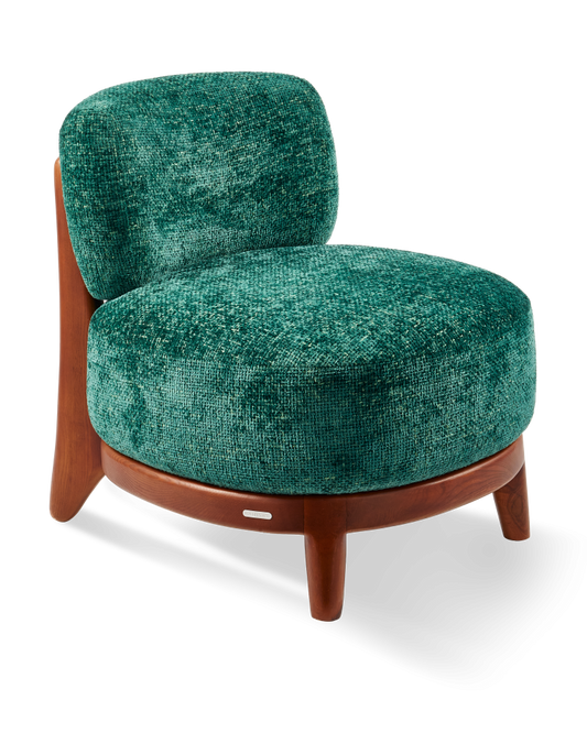 Fauteuil en frêne et tissu vert foncé, Fizz Greenish