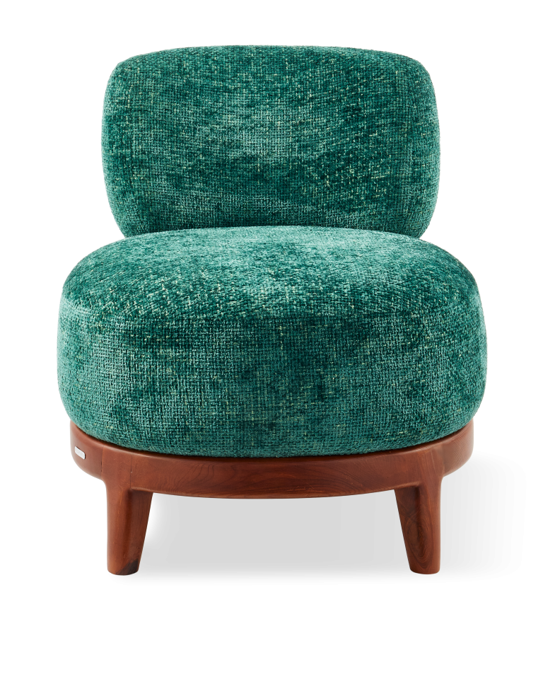 Fauteuil en frêne et tissu vert foncé, Fizz Greenish