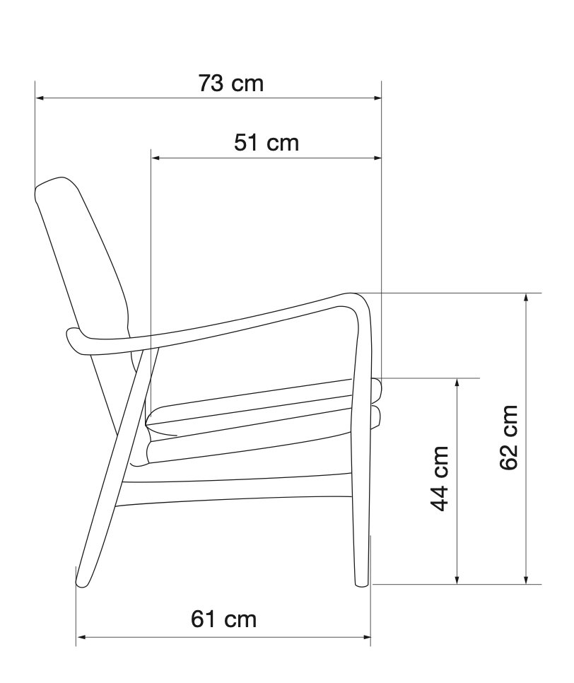Fauteuil scandinave en bois de frêne, Peggy Ocre