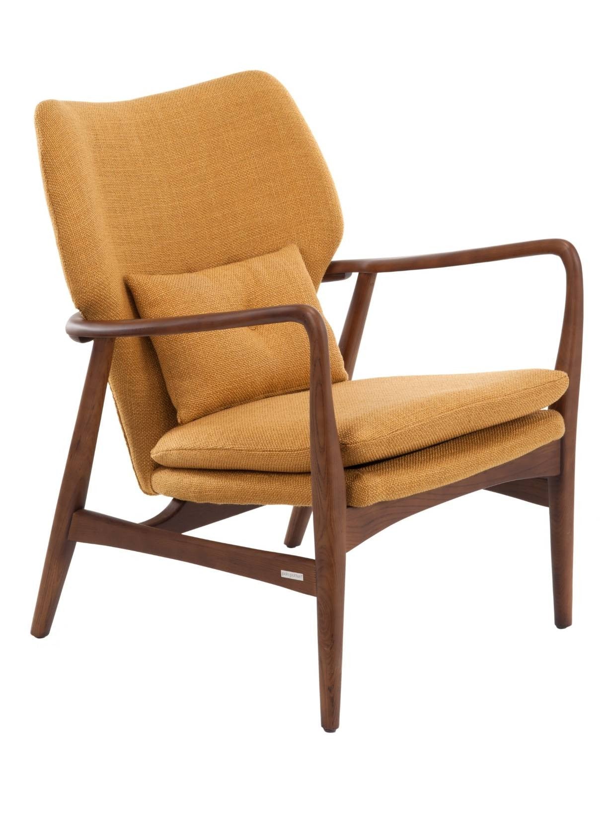 Fauteuil scandinave en bois de frêne, Peggy Ocre