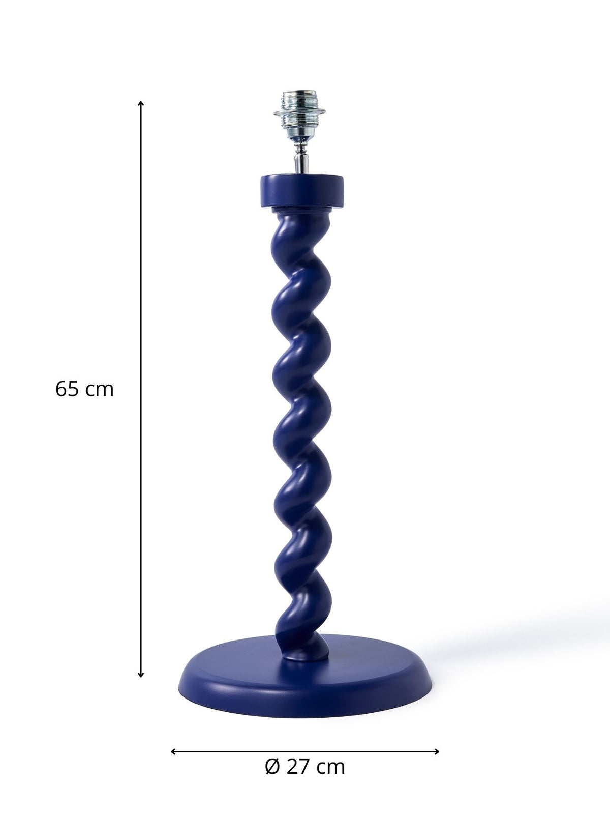 Grande lampe pied bleu foncé et abat-jour jaune, Twister Ø35cm