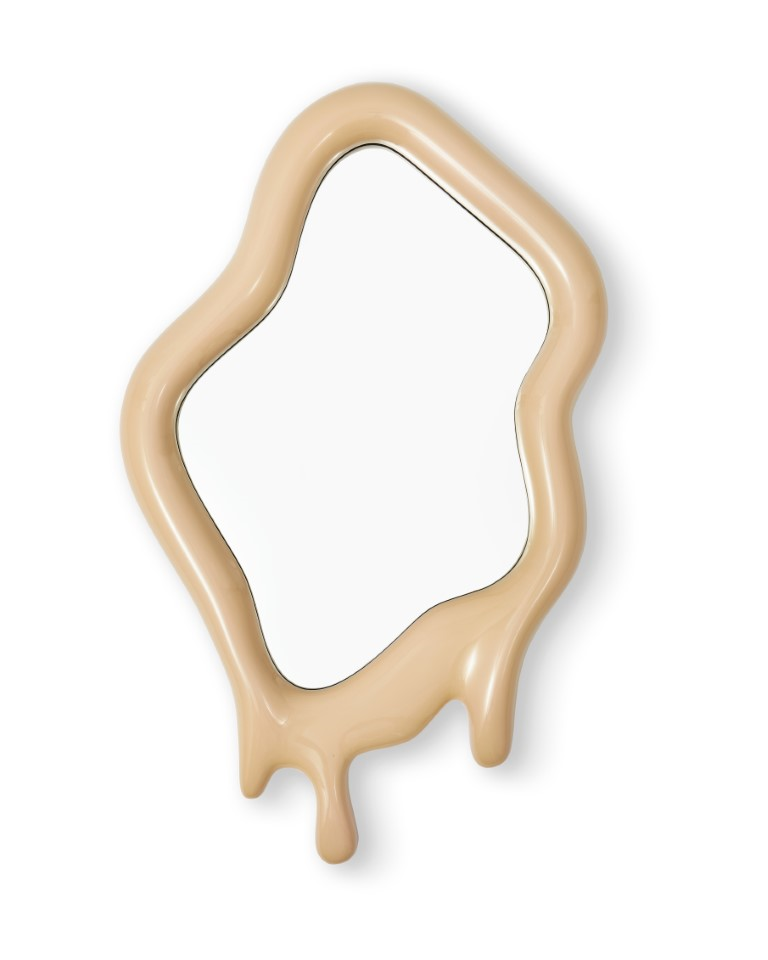 Miroir ovale en polyester laqué, Melting