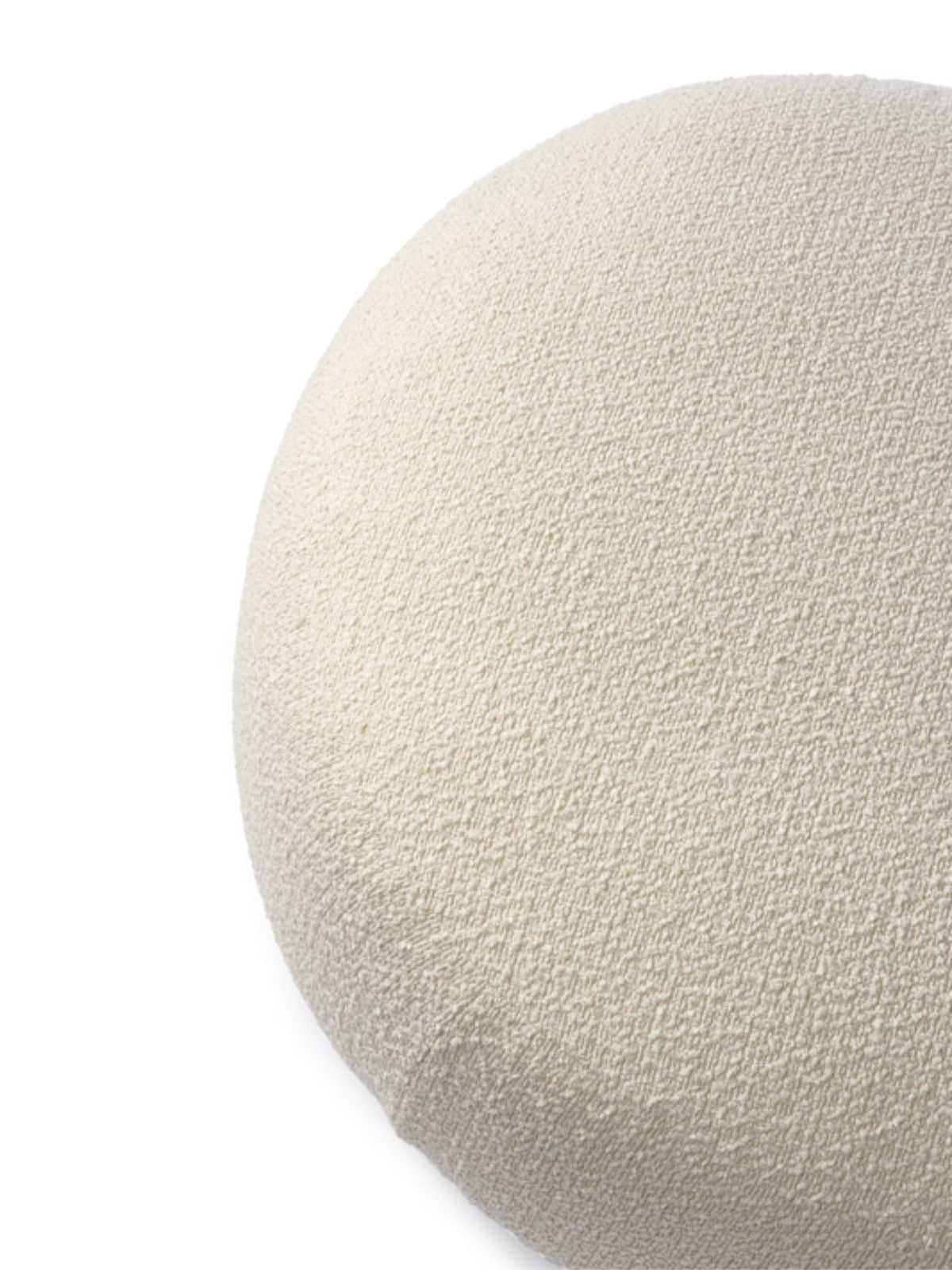 Pouf côté droit en tissu blanc bouclette, Module Boucle