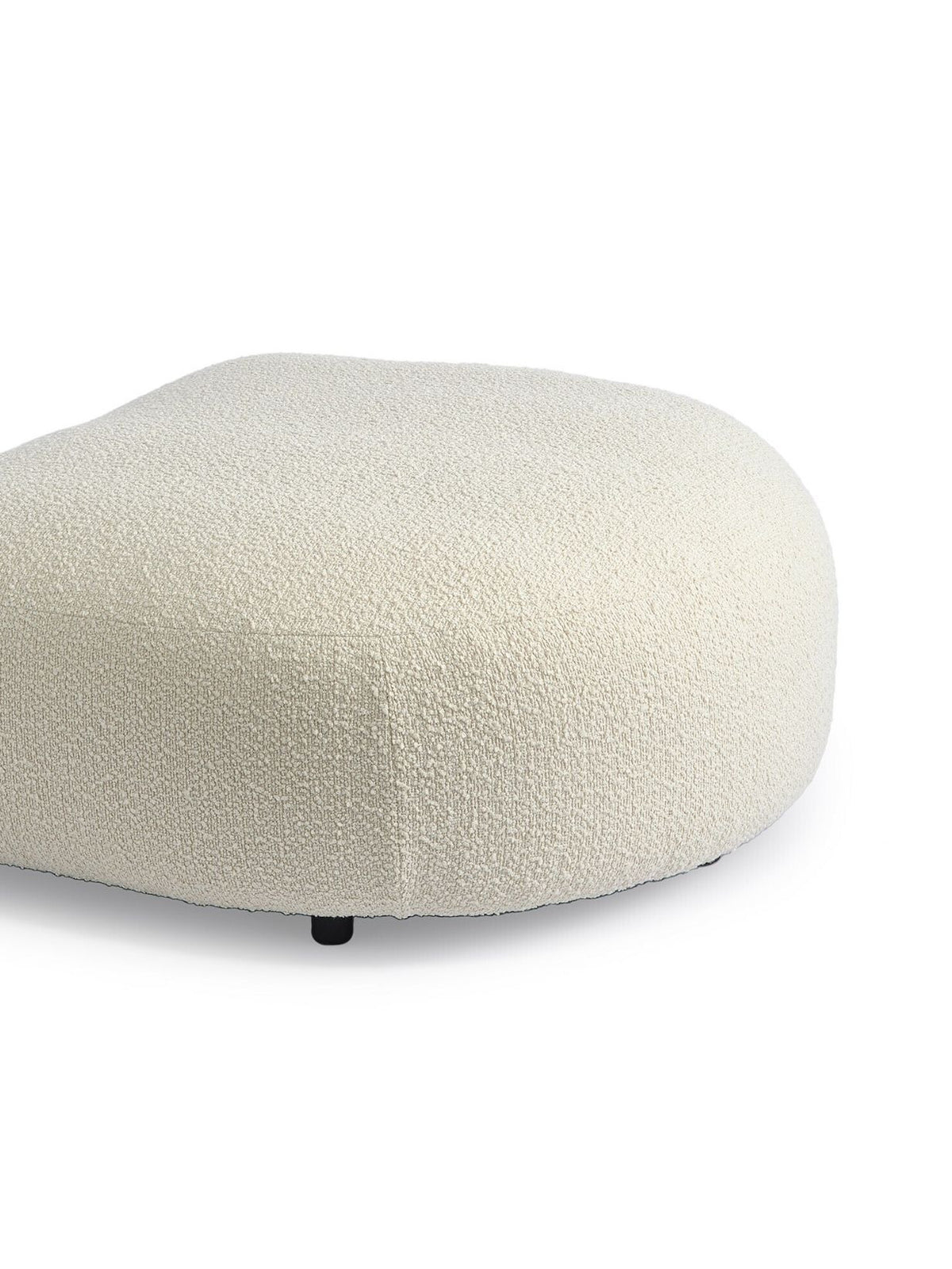 Pouf côté droit en tissu blanc bouclette, Module Boucle