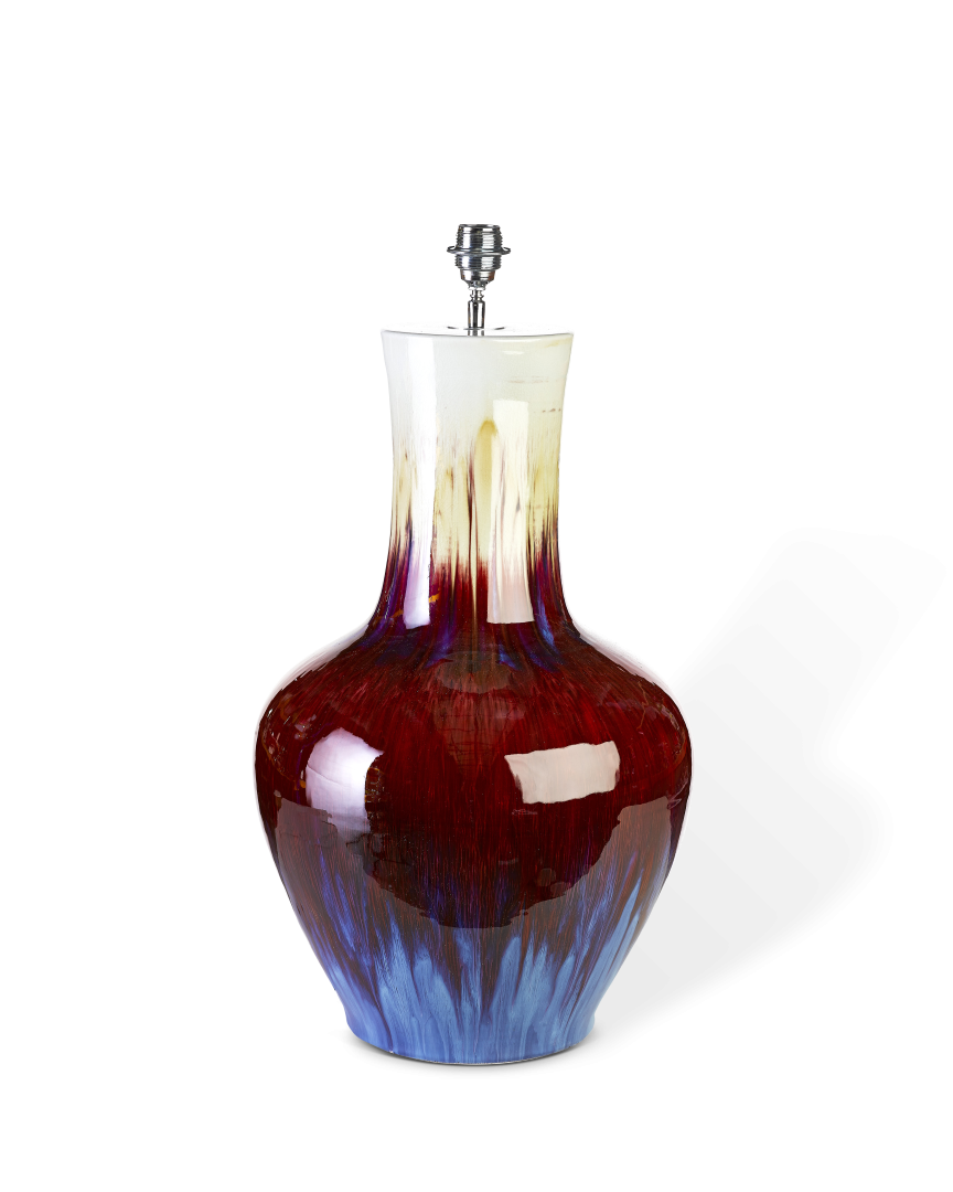 Pied de lampe en porcelaine multicolore, Crazy