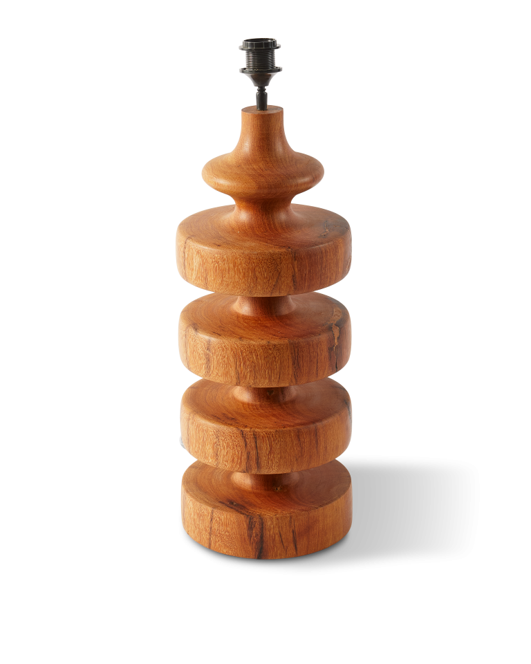 Pied de lampe moyen en bois tourné, Gouda