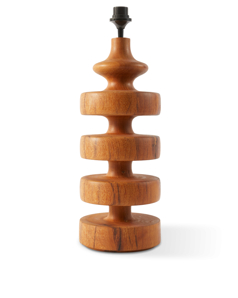 Pied de lampe moyen en bois tourné, Gouda