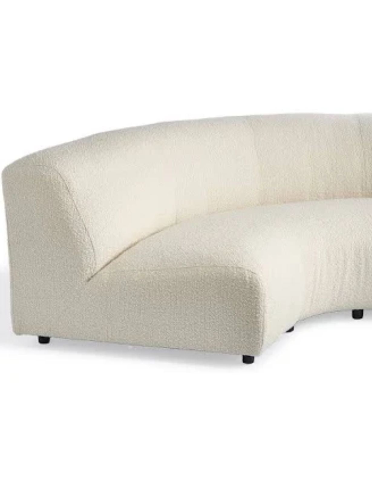 Quart de canapé en tissu blanc bouclette, Module Boucle