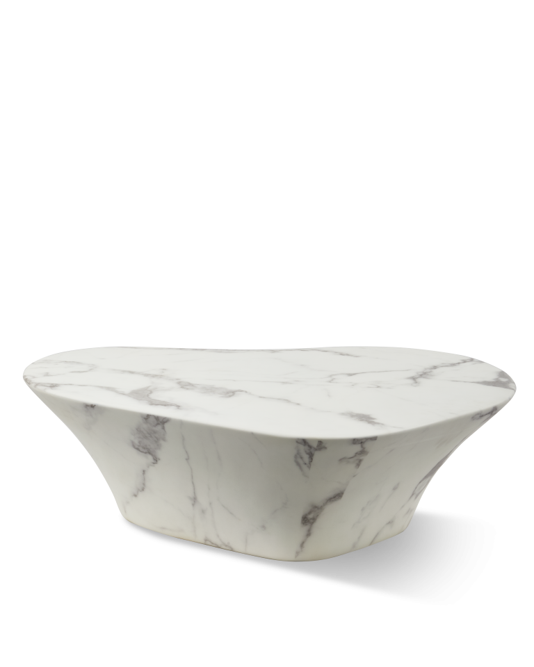Table basse ovale effet marbre blanc, Oval L
