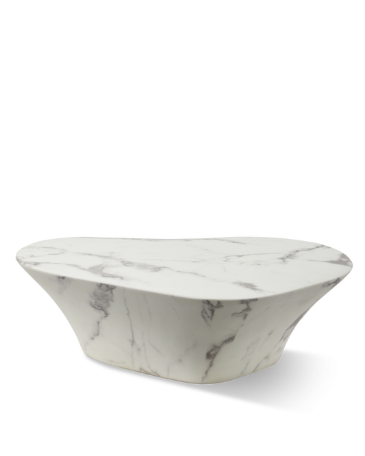 Table basse ovale effet marbre blanc, Oval L