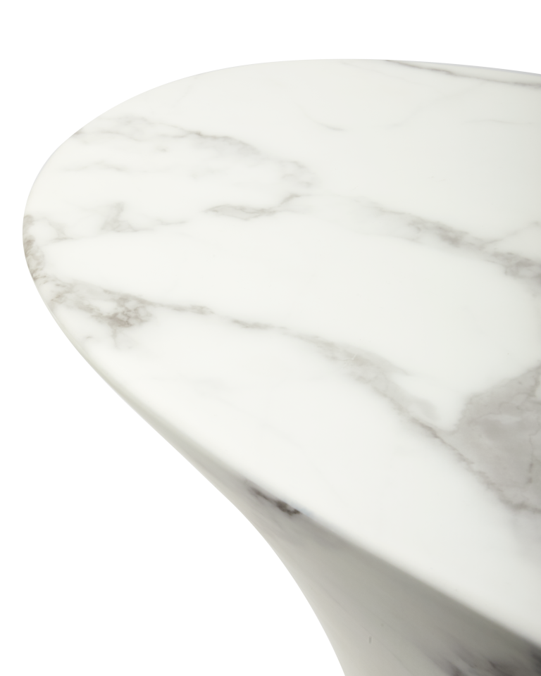 Table basse ovale effet marbre blanc, Oval L
