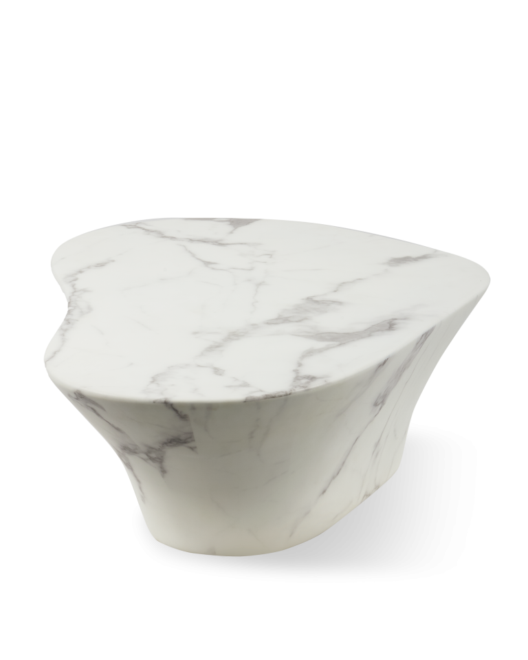 Table basse ovale effet marbre blanc, Oval L