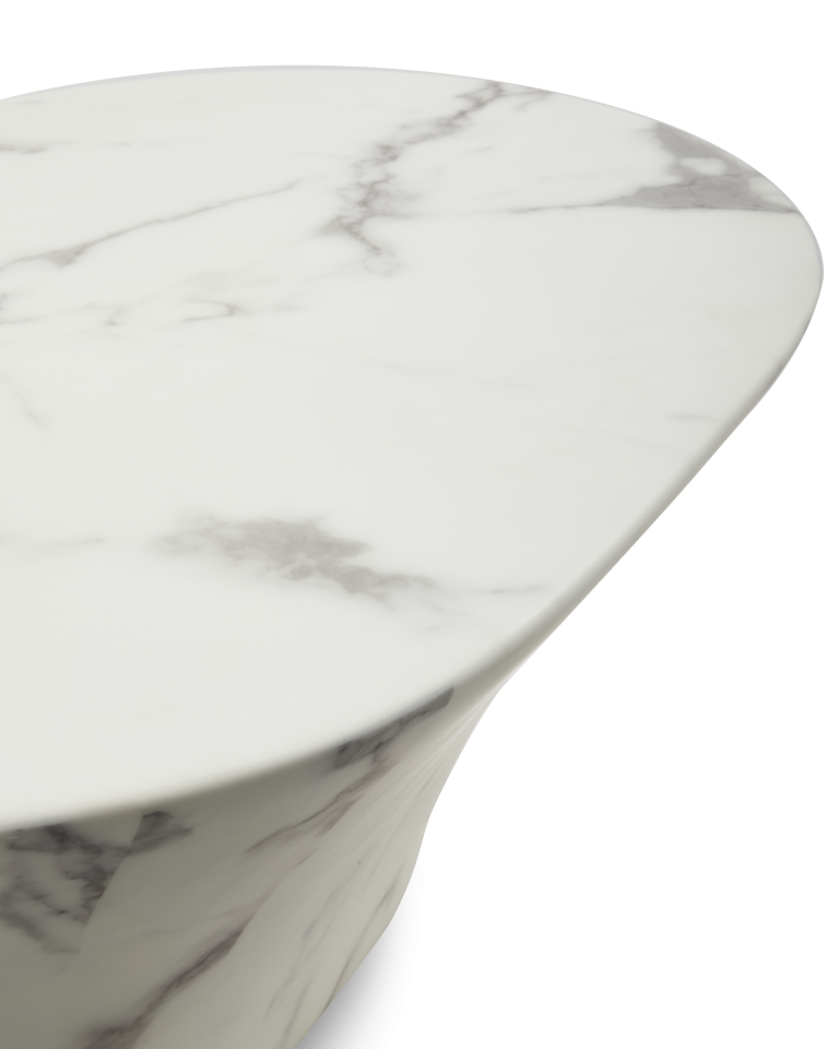 Table basse ovale effet marbre blanc, Oval L