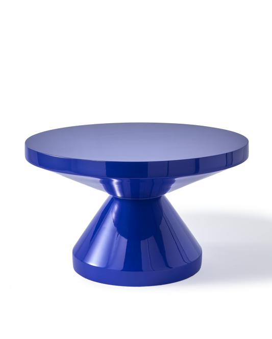 Table basse ronde en polyester laqué, Zig Zag