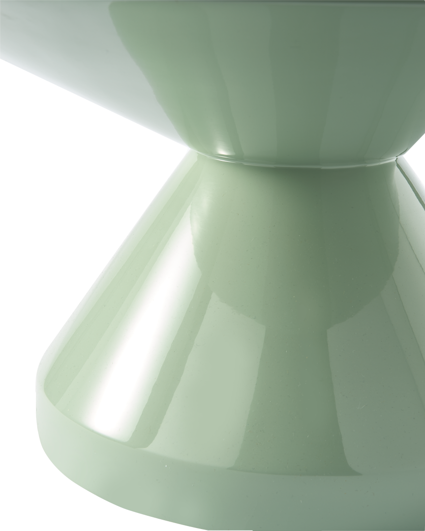 Table basse ronde en polyester laqué, Zig Zag