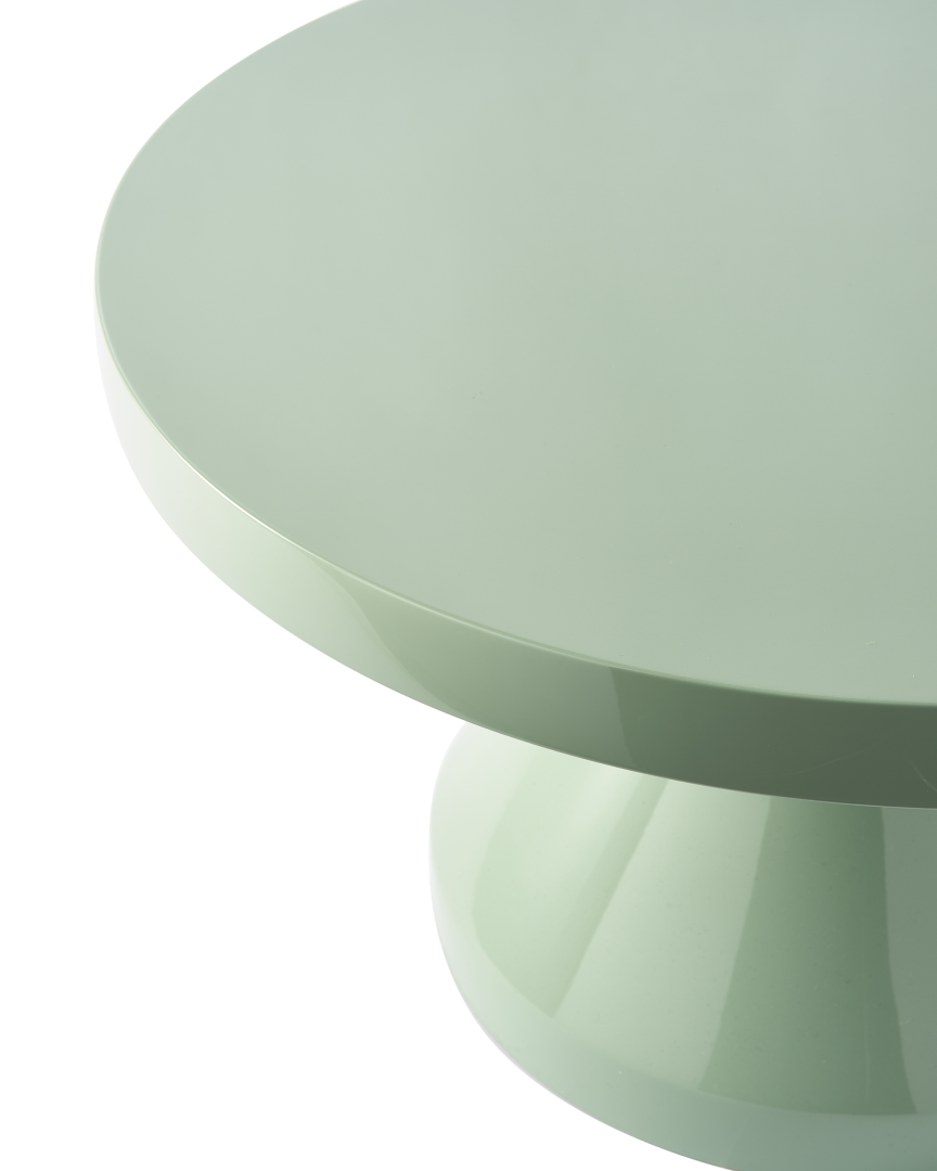 Table basse ronde en polyester laqué, Zig Zag