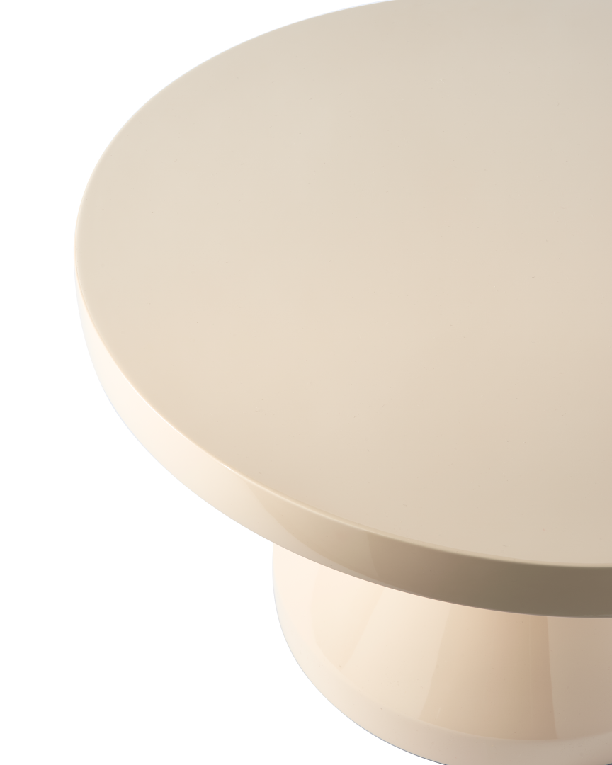 Table basse ronde en polyester laqué, Zig Zag