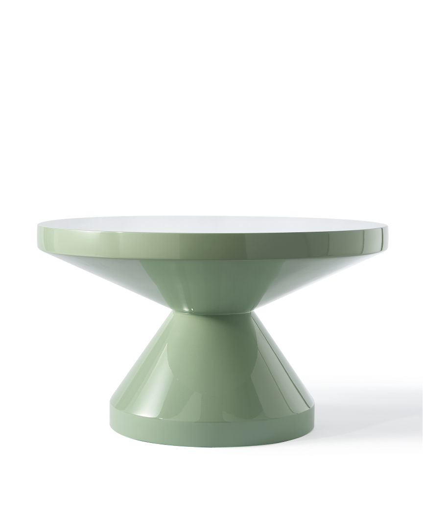 Table basse ronde en polyester laqué, Zig Zag