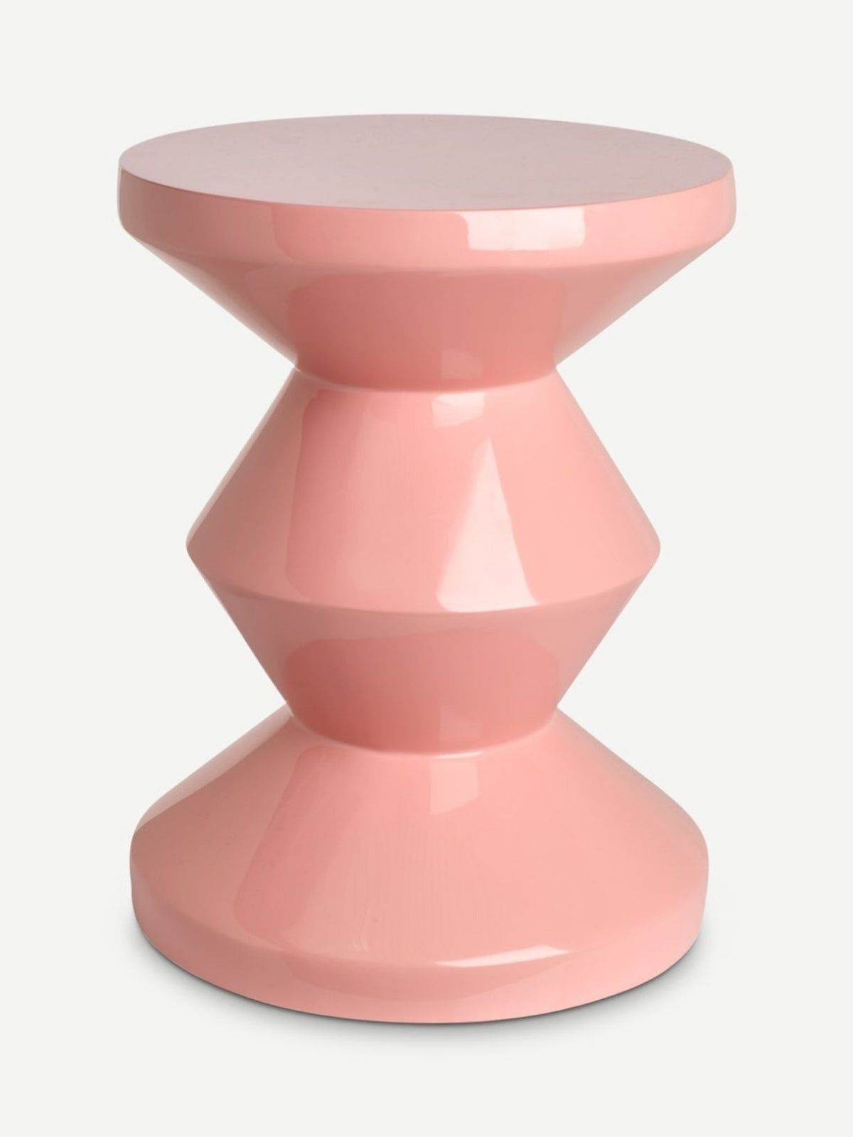 Tabouret laqué rose, Zig Zag
