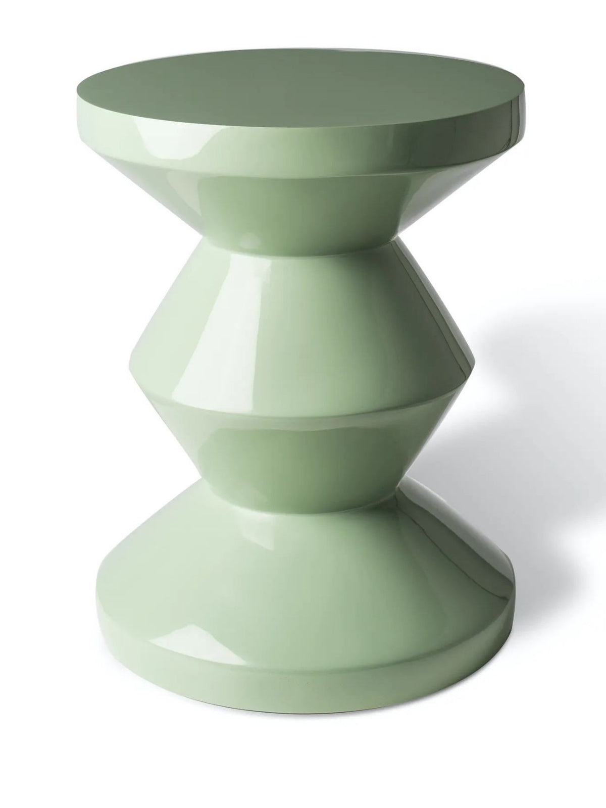 Tabouret laqué, Zig Zag vert olive