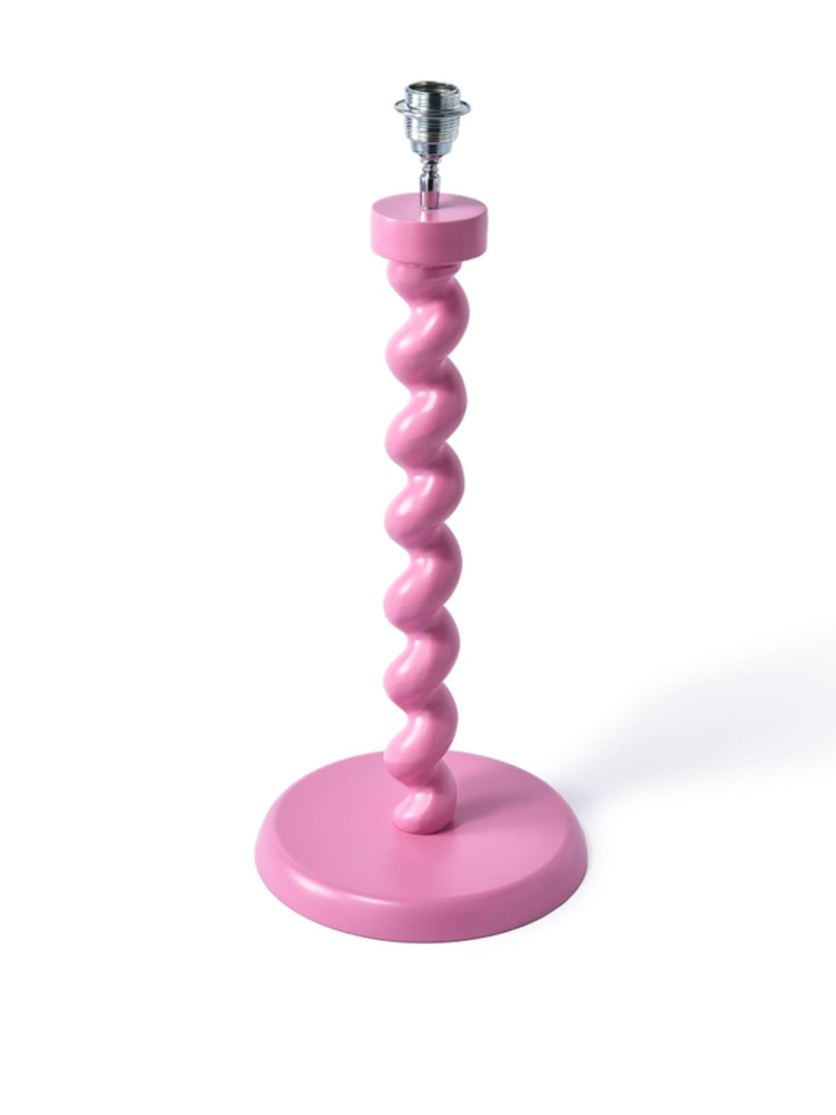 Grande lampe avec pied rose et abat-jour vert, Twister Ø35cm