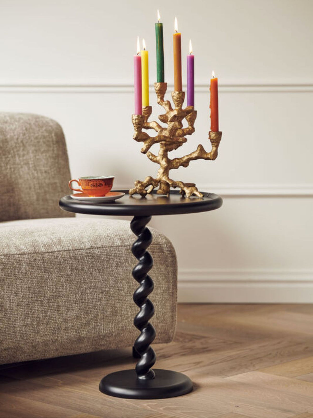 Table d'appoint noir, Twister Ø 46 x H 56