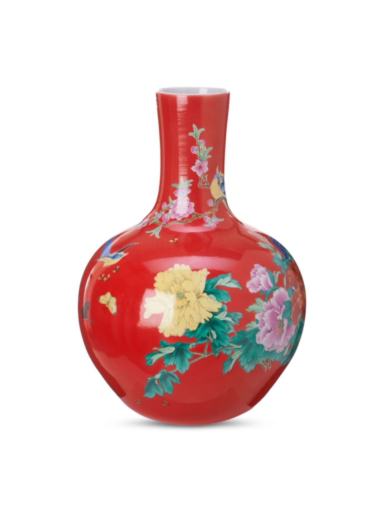 Vase en porcelaine à motif floral chinoisant, Ball