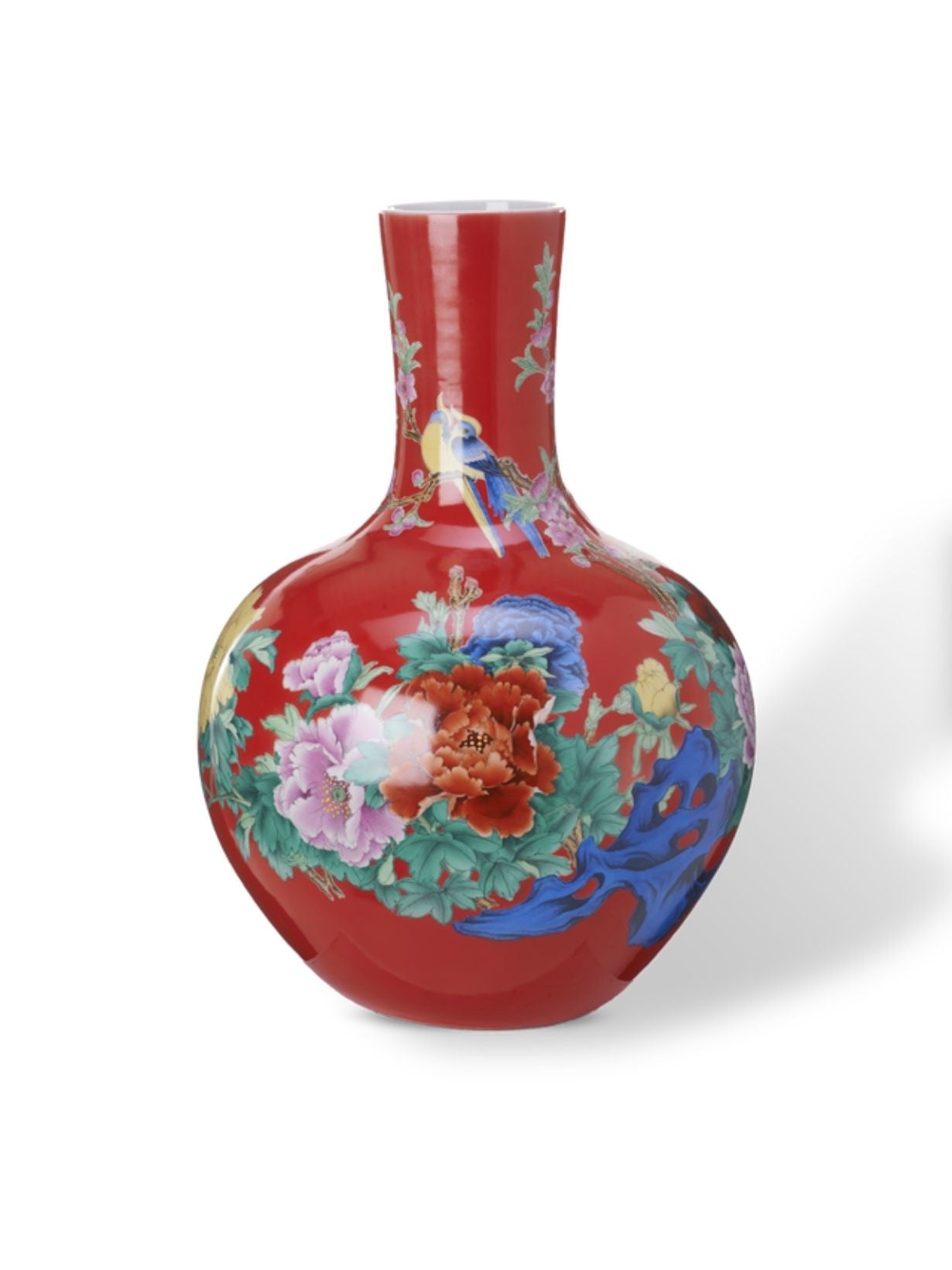 Vase en porcelaine à motif floral chinoisant, Ball