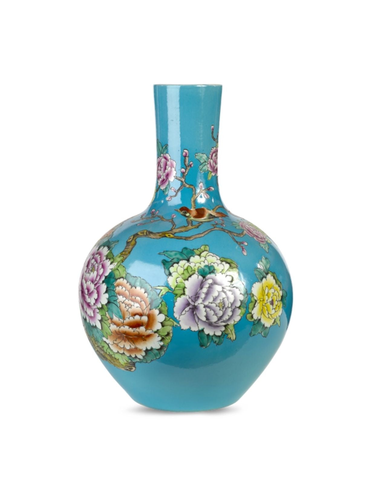 Vase en porcelaine à motif floral chinoisant, Ball