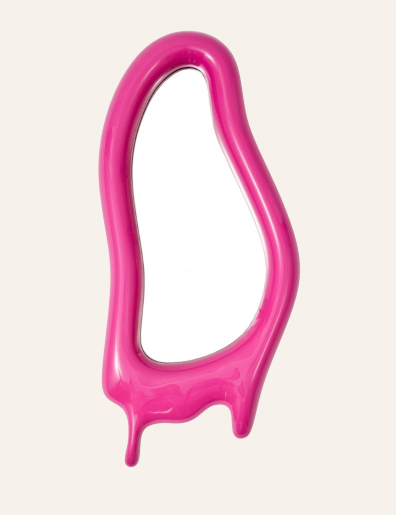 Miroir effet coulé en laque rose, Melting L