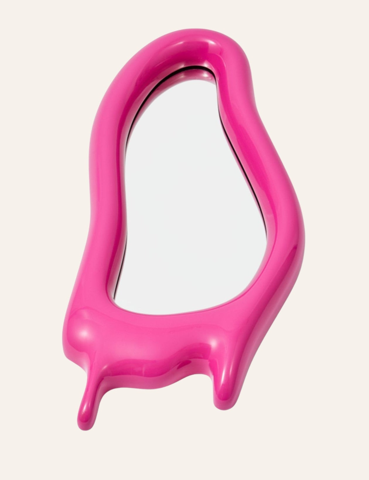 Miroir effet coulé en laque rose, Melting L