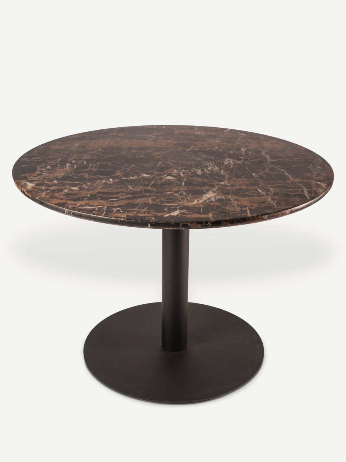 Table de salle à manger ronde en résine effet marbre noir, Viggo