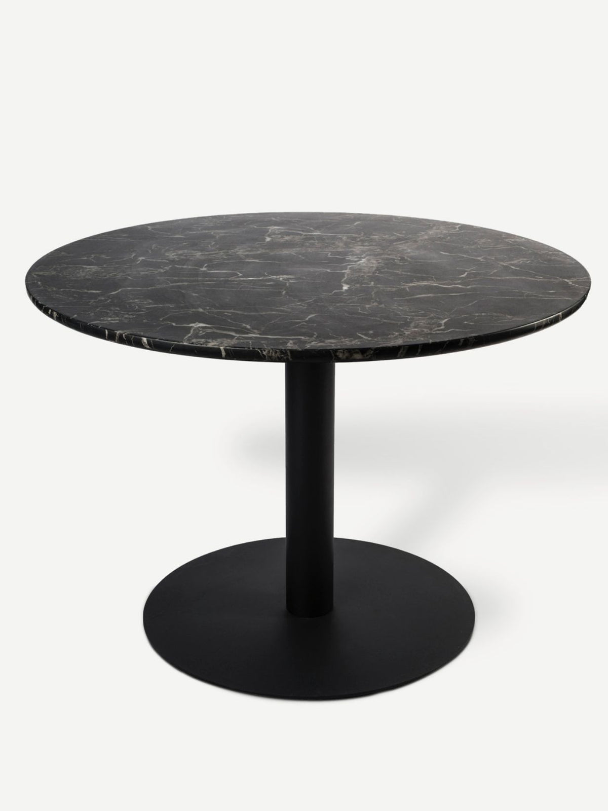 Table de salle à manger ronde en résine effet marbre noir, Viggo
