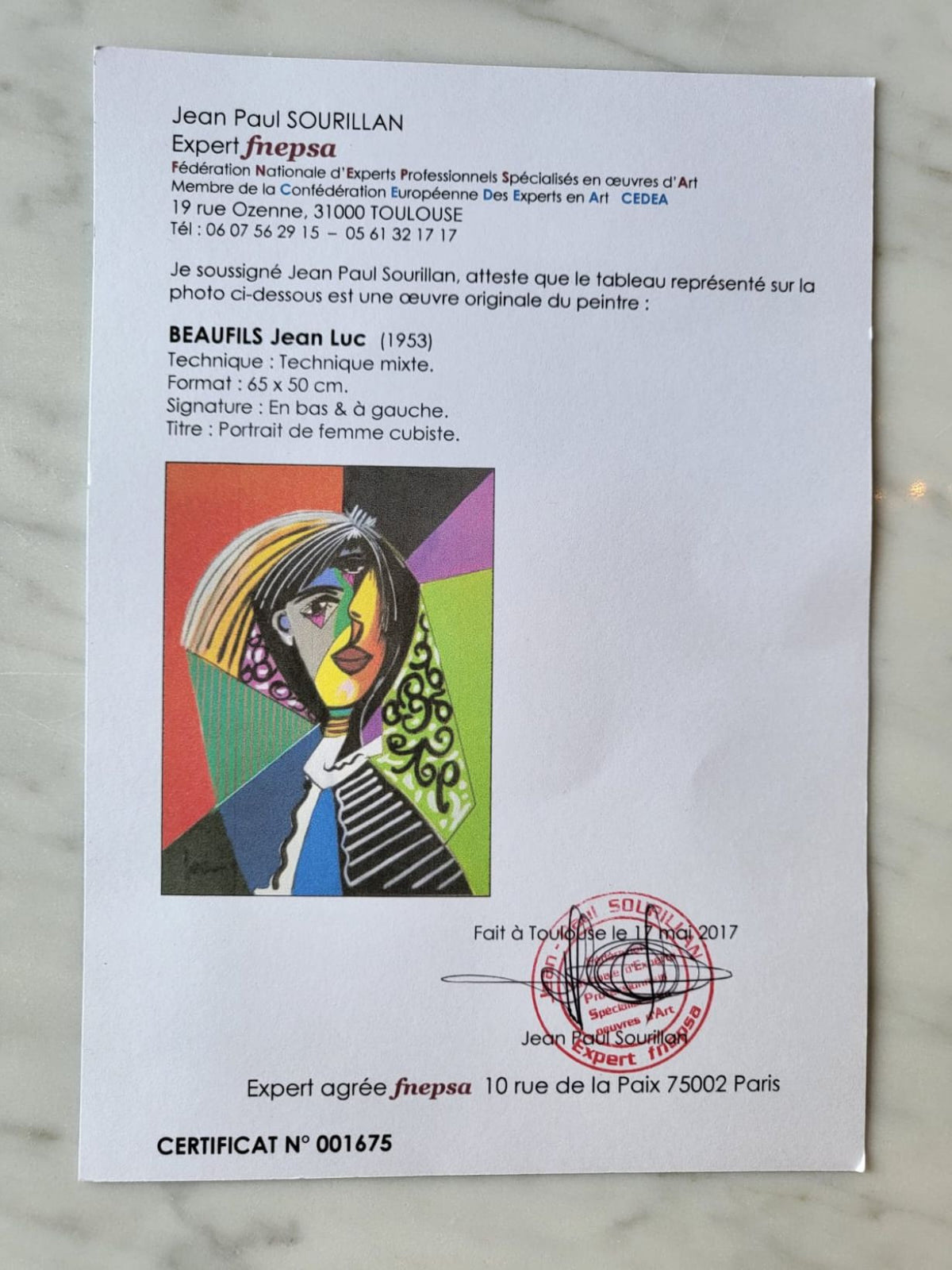 Portrait de Femme cubiste par Jean-Luc Beaufils (1953)