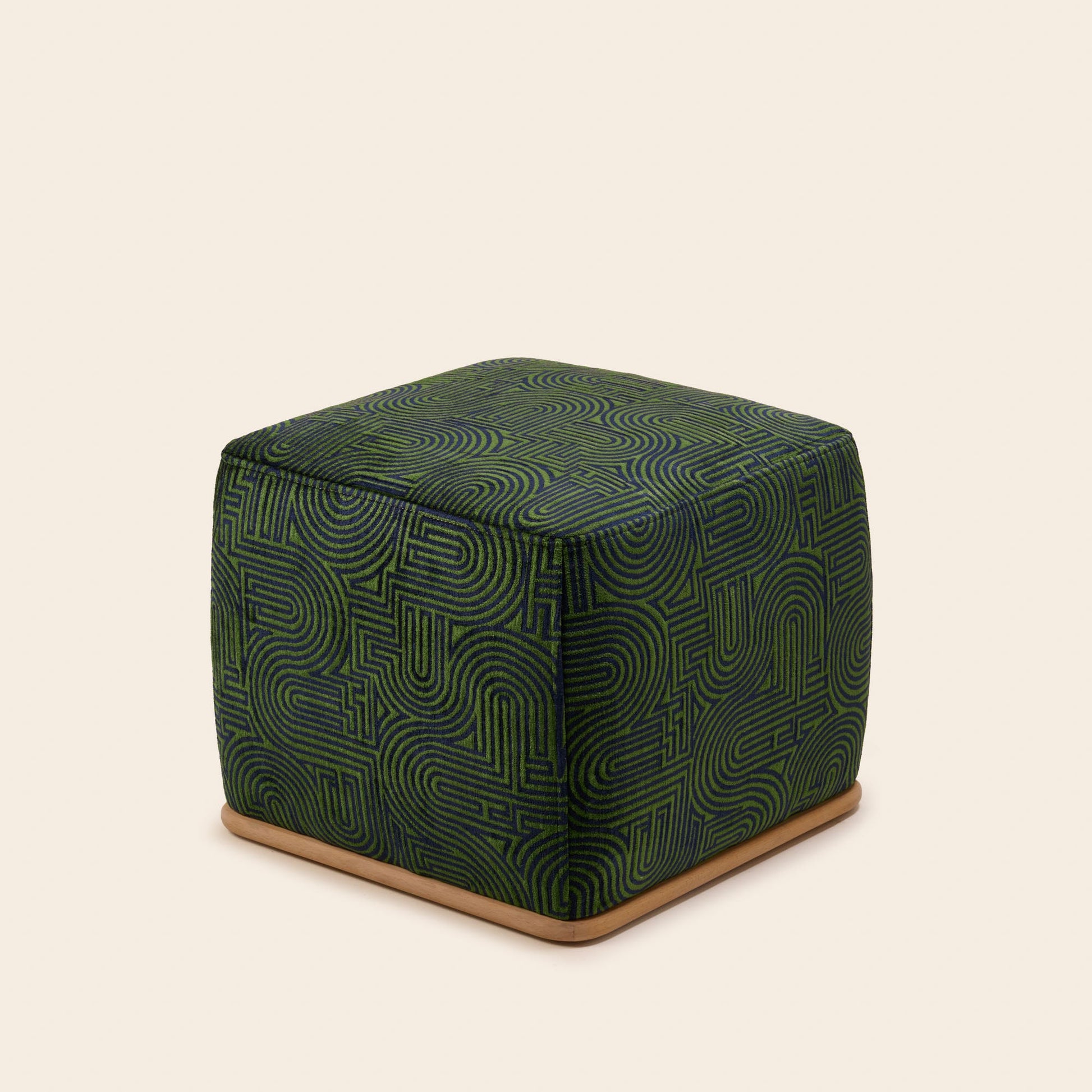 Pouf ARNEL klark bleu nuit et vert olive