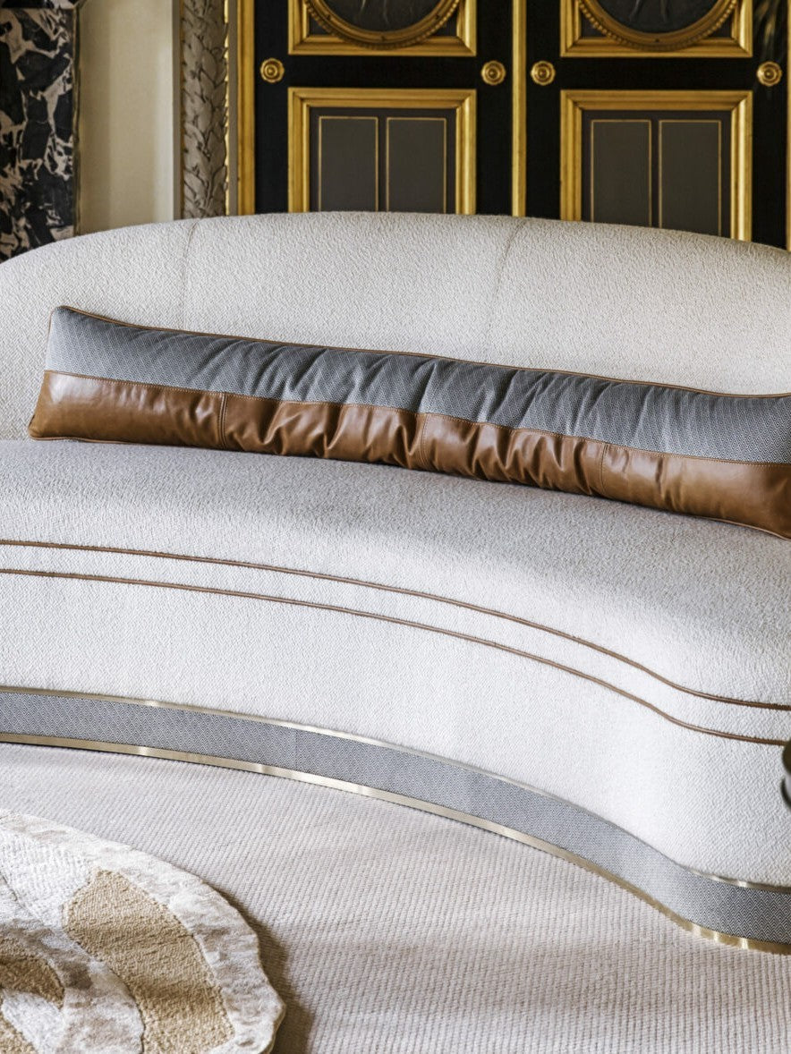 Canapé en tissu Lelièvre et cuir, Blancs Manteaux Large