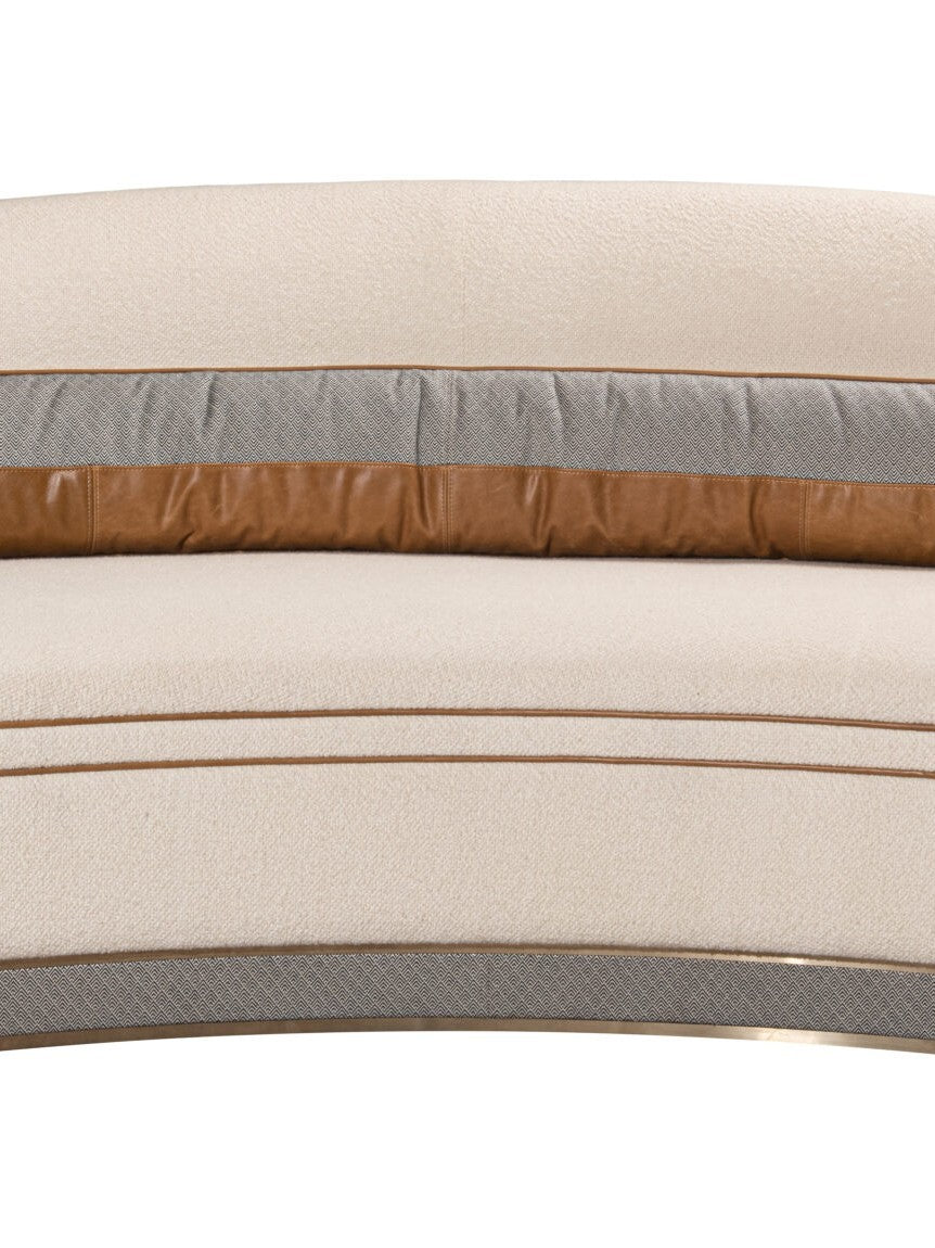 Canapé en tissu Lelièvre et cuir, Blancs Manteaux Large