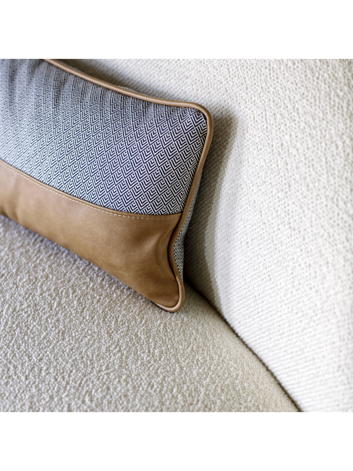 Canapé en tissu Lelièvre et cuir, Blancs Manteaux Large