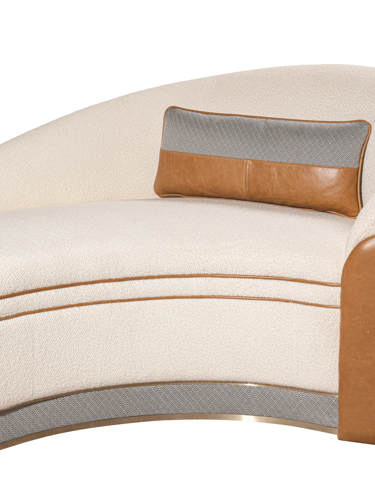 Canapé en tissu Lelièvre et cuir, Blancs Manteaux Small